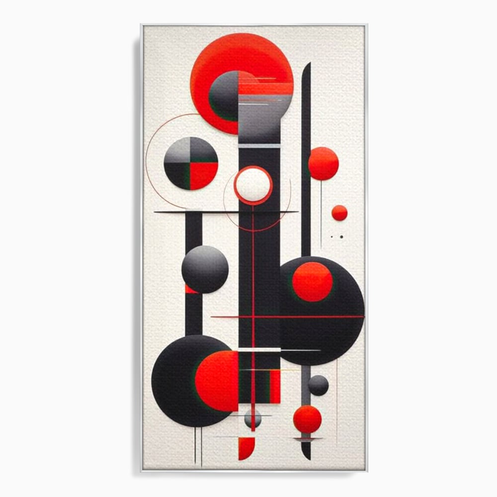 Tablou canvas cu tablou canvas cu forme geometrice abstracte, in rama de aluminiu argintiu